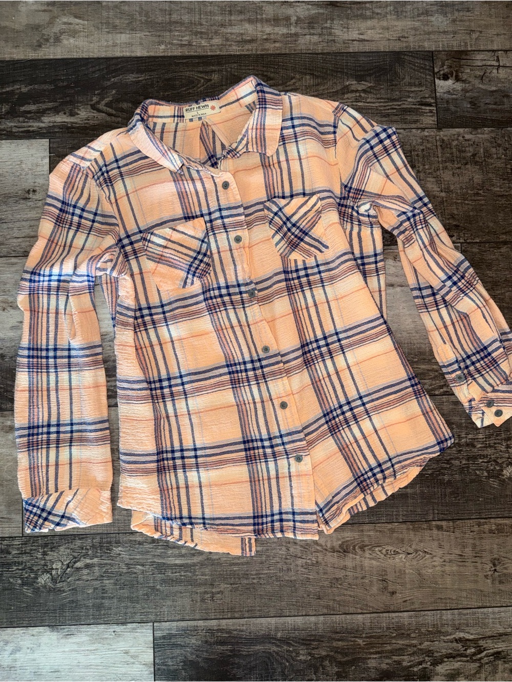 Ruff Hewn Peach & Blue Plaid Button-Up Shirt